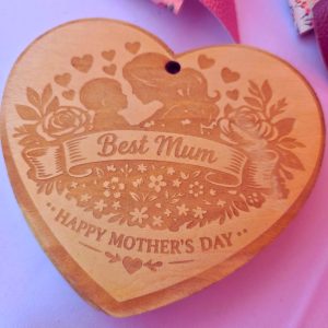 Mother’s Day engraved floral design on timber boar