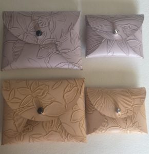 Floral Embossed Leather Pouch
